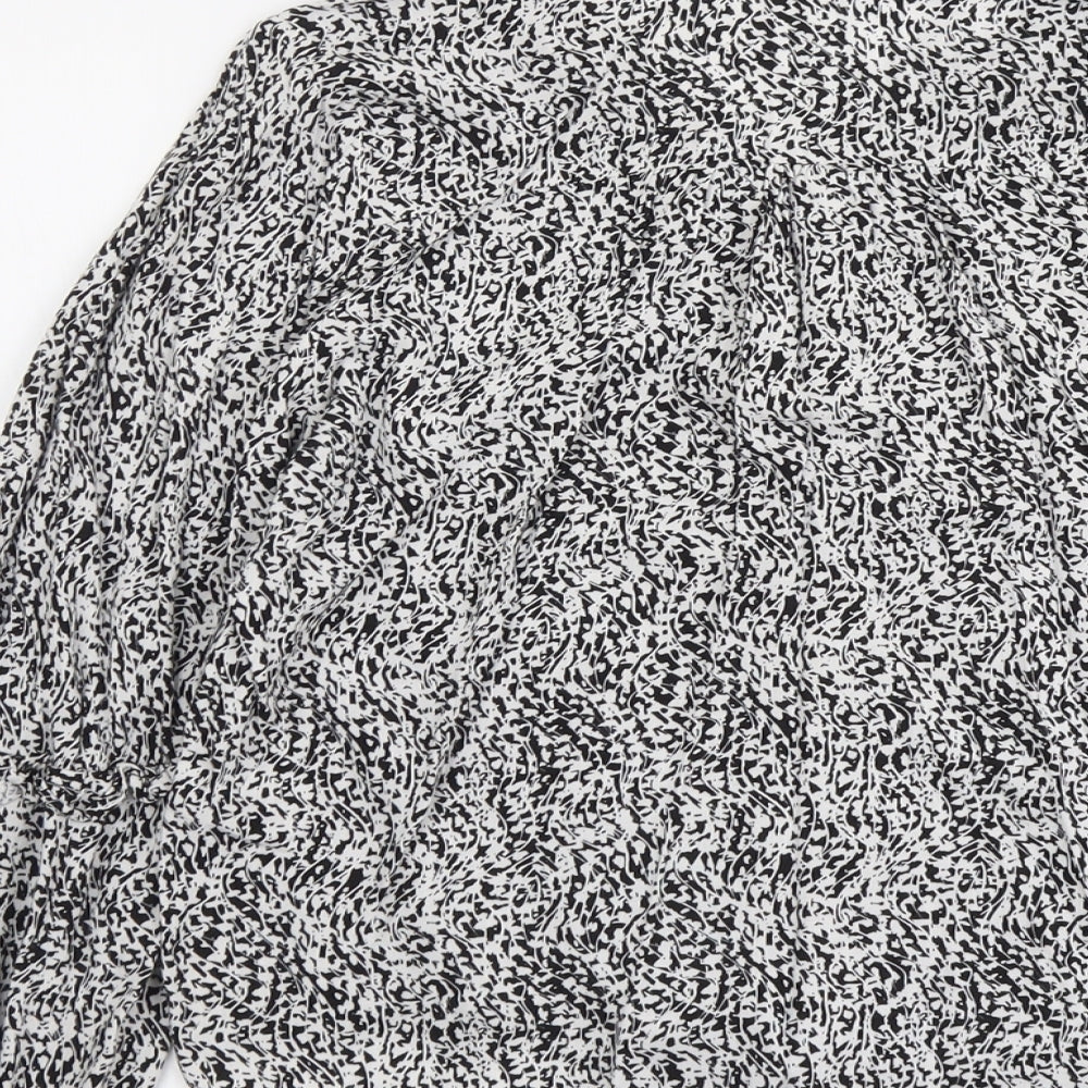 Georeg Womens Black Geometric Viscose Basic Button-Up Size 14 V-Neck