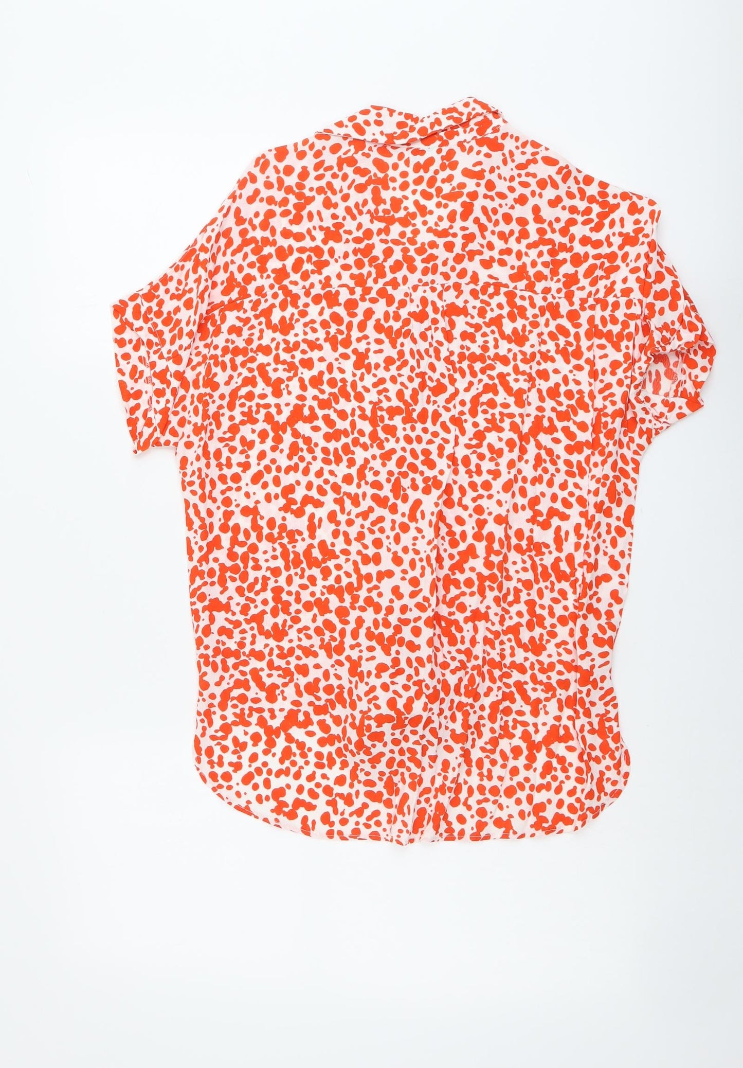 River Island Womens Orange Geometric Polyester Basic Button-Up Size 8 Collared - Knot Front