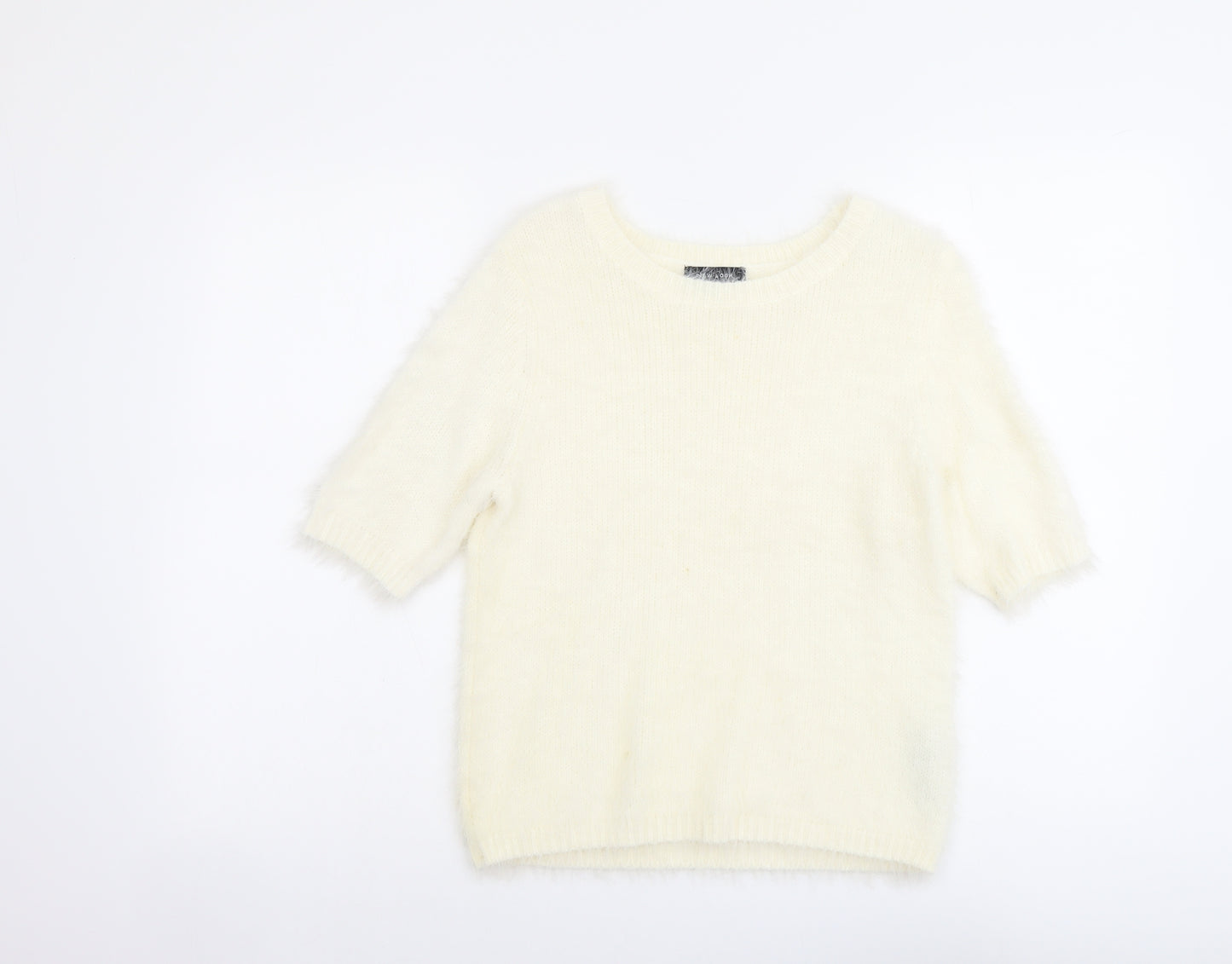 New Look Womens Ivory Round Neck Nylon Pullover Jumper Size 12