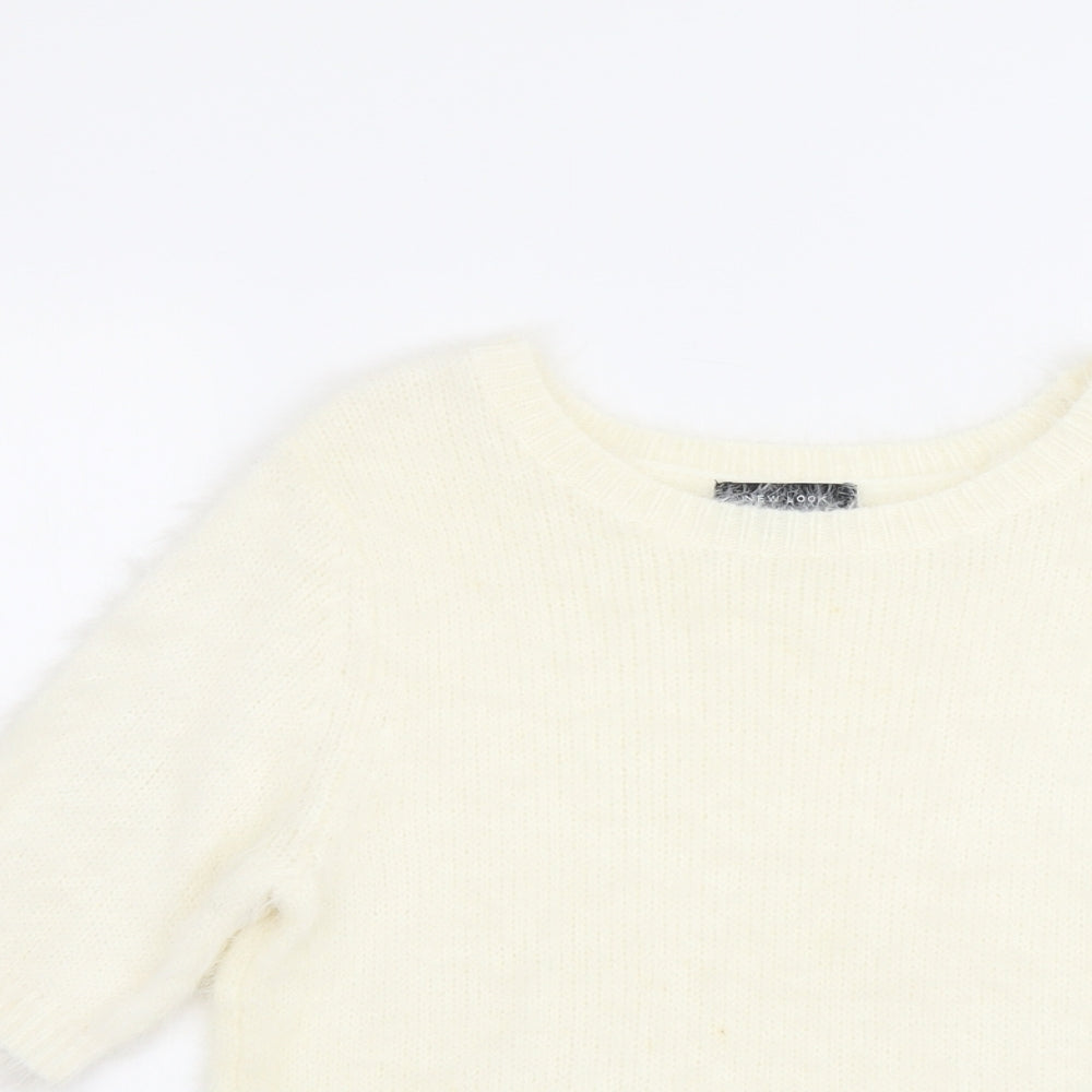 New Look Womens Ivory Round Neck Nylon Pullover Jumper Size 12