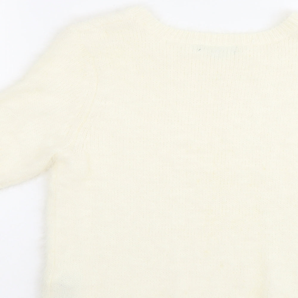 New Look Womens Ivory Round Neck Nylon Pullover Jumper Size 12