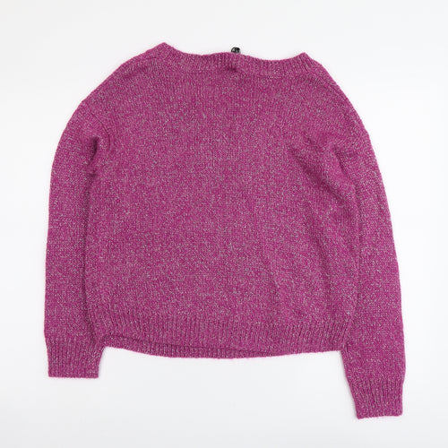 H&M Womens Purple Round Neck Acrylic Pullover Jumper Size 10