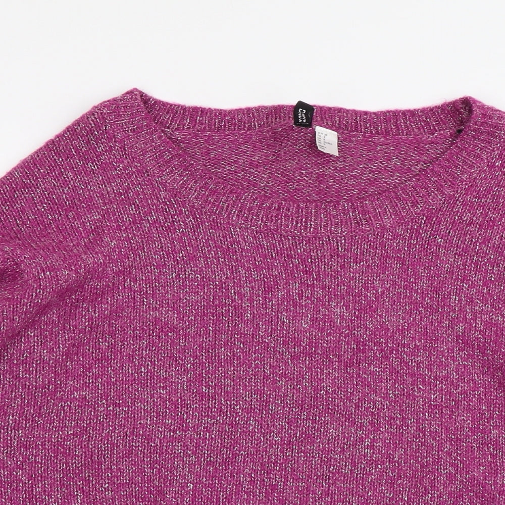 H&M Womens Purple Round Neck Acrylic Pullover Jumper Size 10