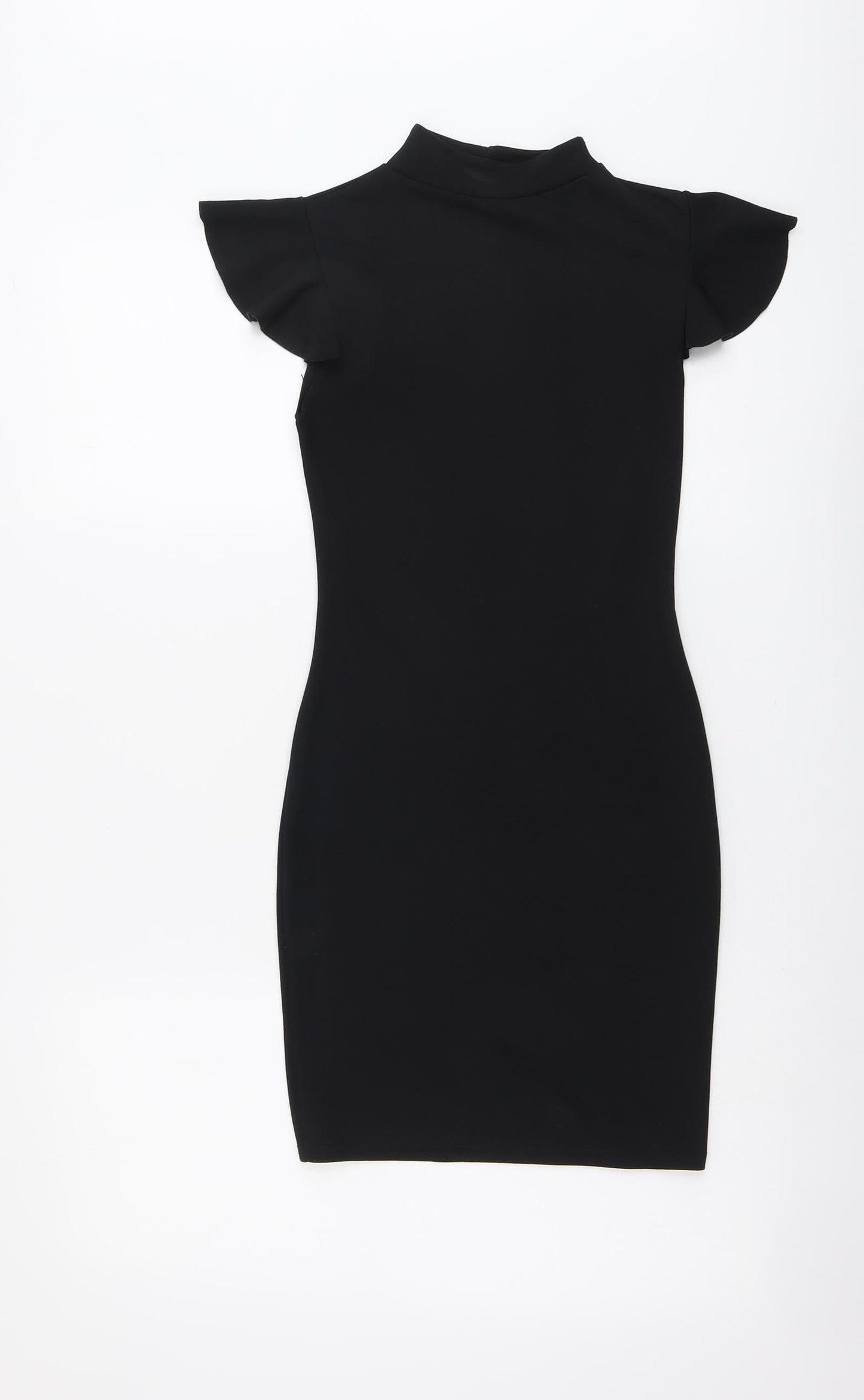 PRETTYLITTLETHING Womens Black Polyester Shift Size 8 Mock Neck Pullover