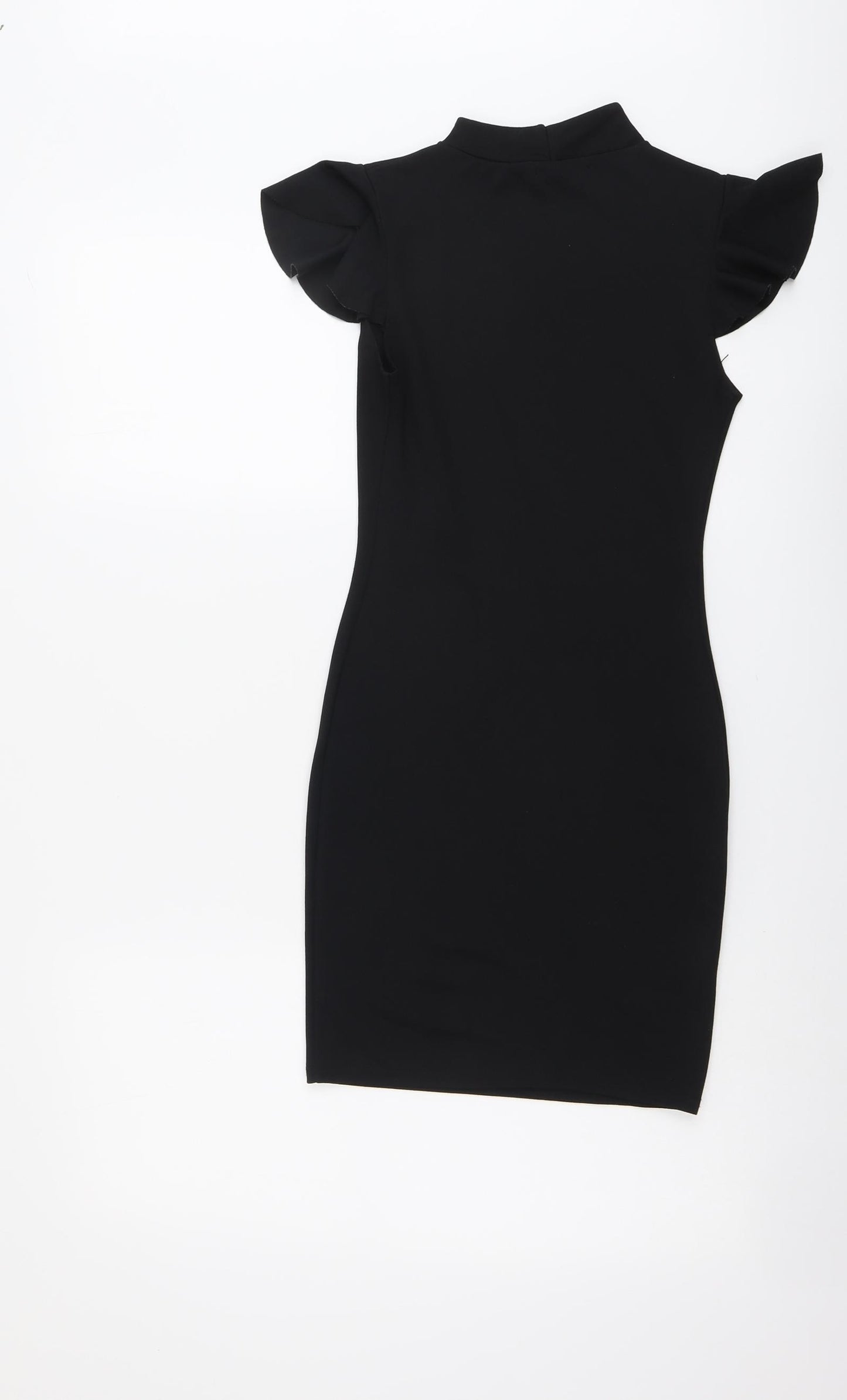 PRETTYLITTLETHING Womens Black Polyester Shift Size 8 Mock Neck Pullover