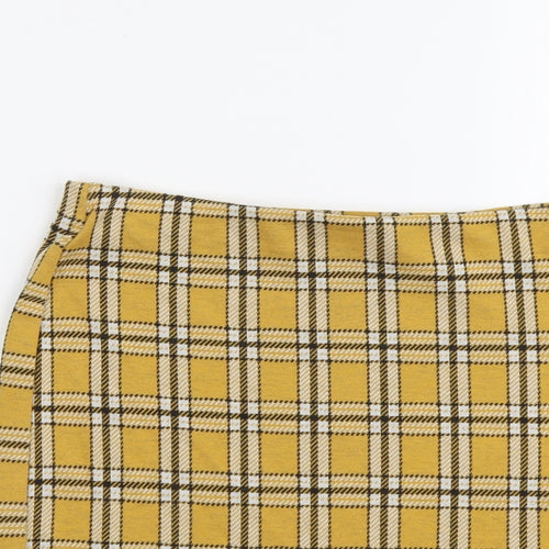 New Look Womens Yellow Plaid Polyester Mini Skirt Size 12