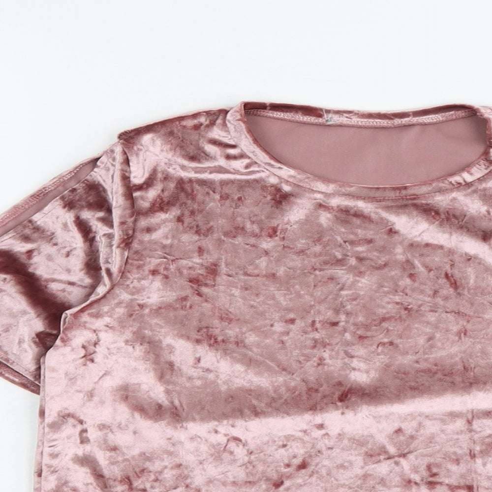 Primark Womens Pink Polyester Basic T-Shirt Size 8 Round Neck