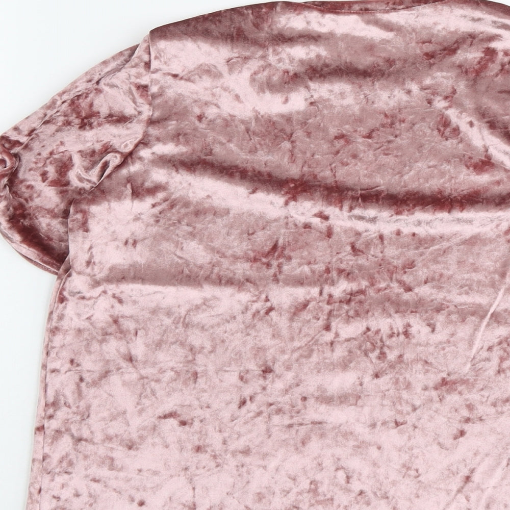 Primark Womens Pink Polyester Basic T-Shirt Size 8 Round Neck