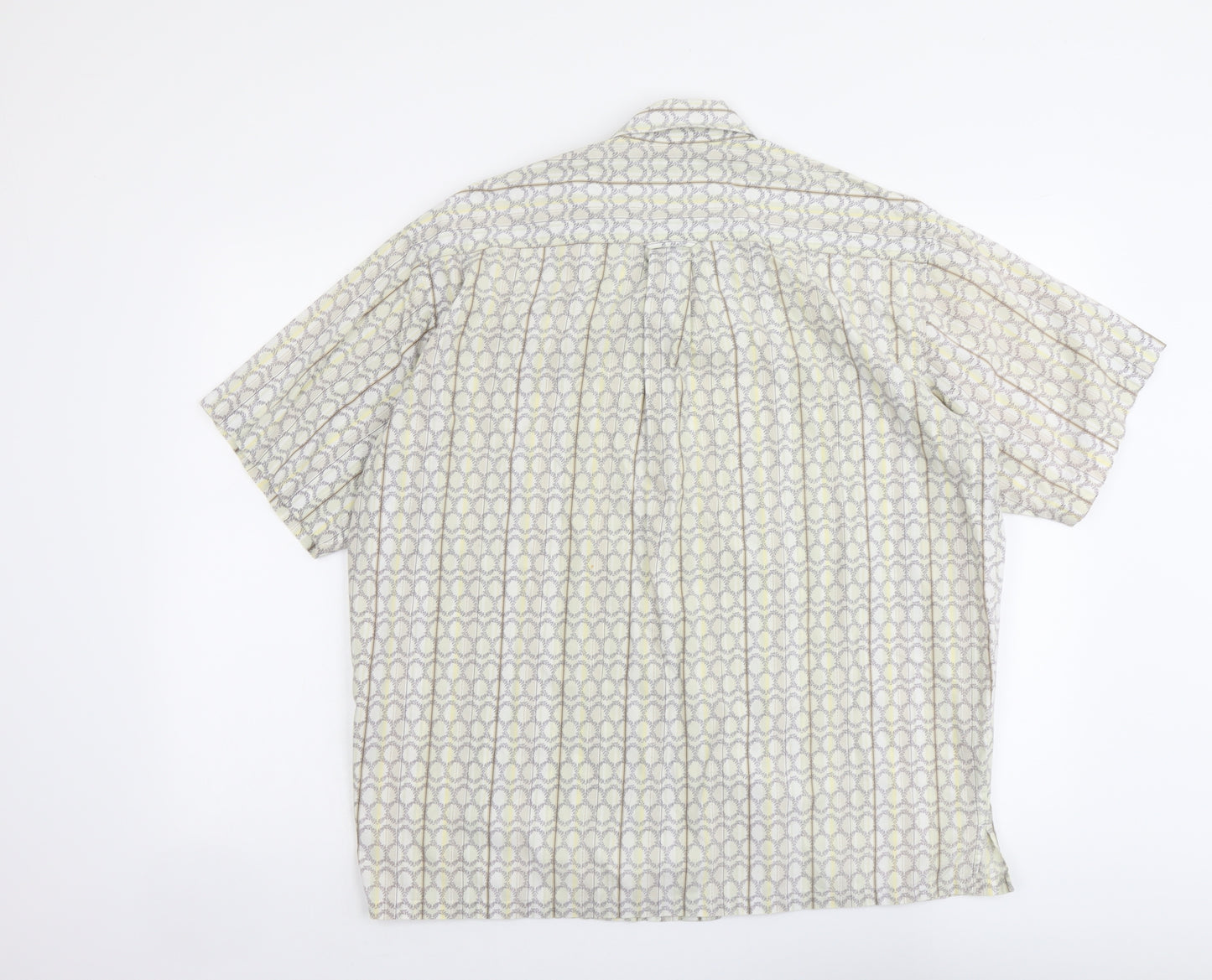 Colon Plus Mens Beige Geometric Cotton Button-Up Size 17 Collared Button