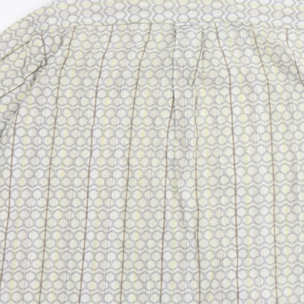 Colon Plus Mens Beige Geometric Cotton Button-Up Size 17 Collared Button