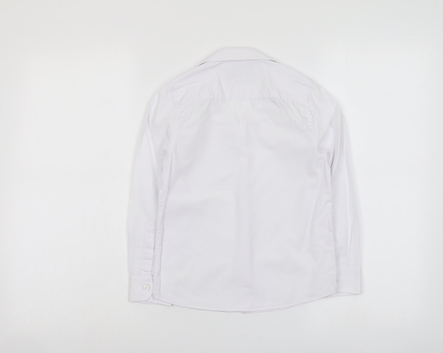 Marks and Spencer Boys White Cotton Basic Button-Up Size 7-8 Years Collared Button