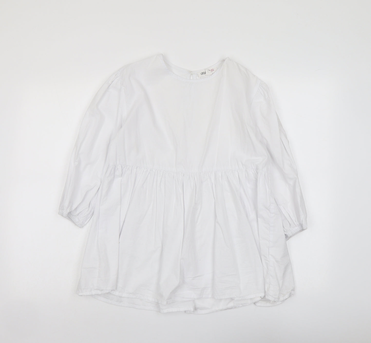 Urban Bliss Womens White Cotton Basic Blouse Size 10 Round Neck