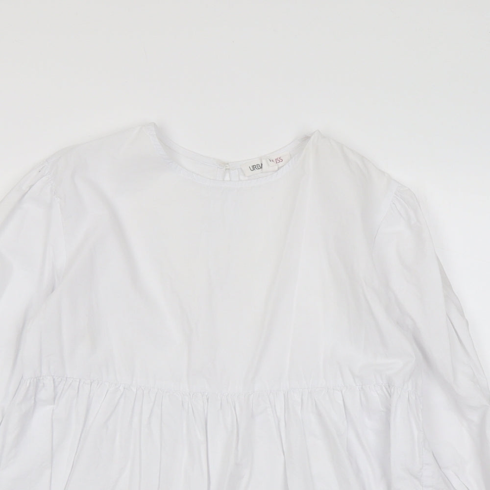 Urban Bliss Womens White Cotton Basic Blouse Size 10 Round Neck