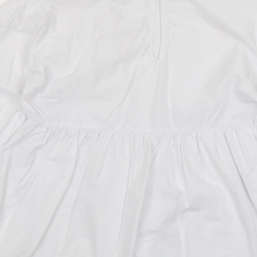 Urban Bliss Womens White Cotton Basic Blouse Size 10 Round Neck