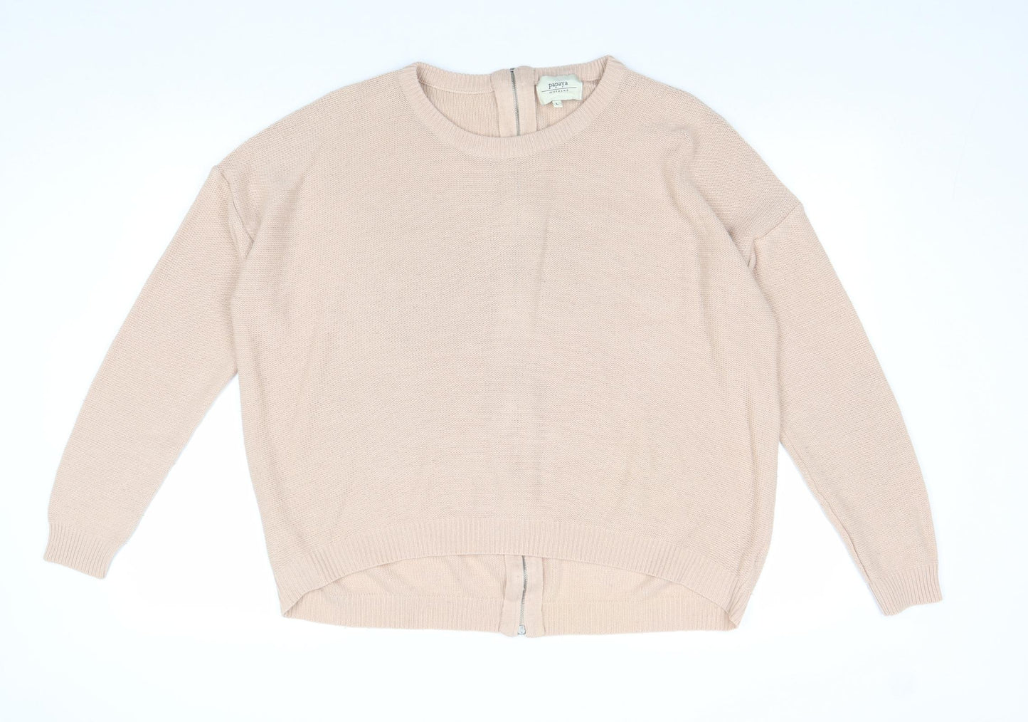 Papaya Womens Pink Boat Neck Acrylic Pullover Jumper Size L