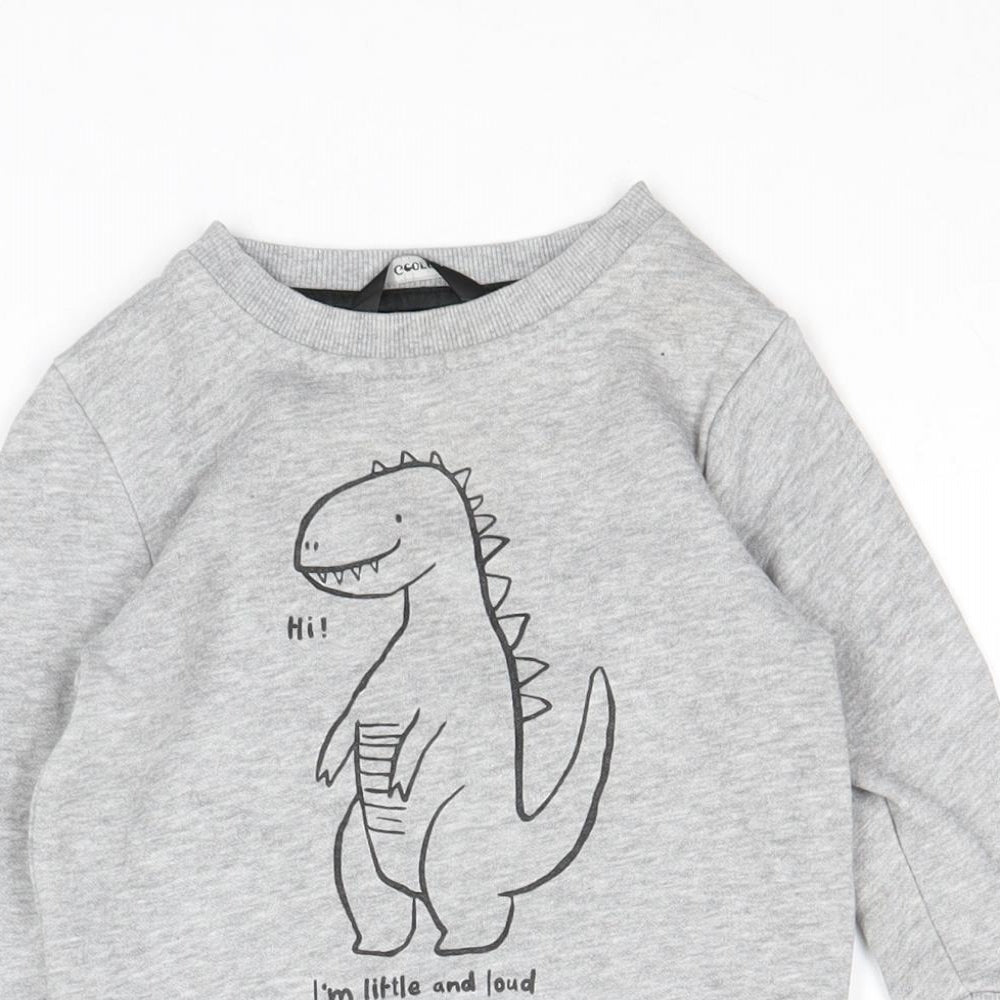 George Boys Grey Cotton Pullover Jumper Size 18-24 Months Pullover - Dinosaur