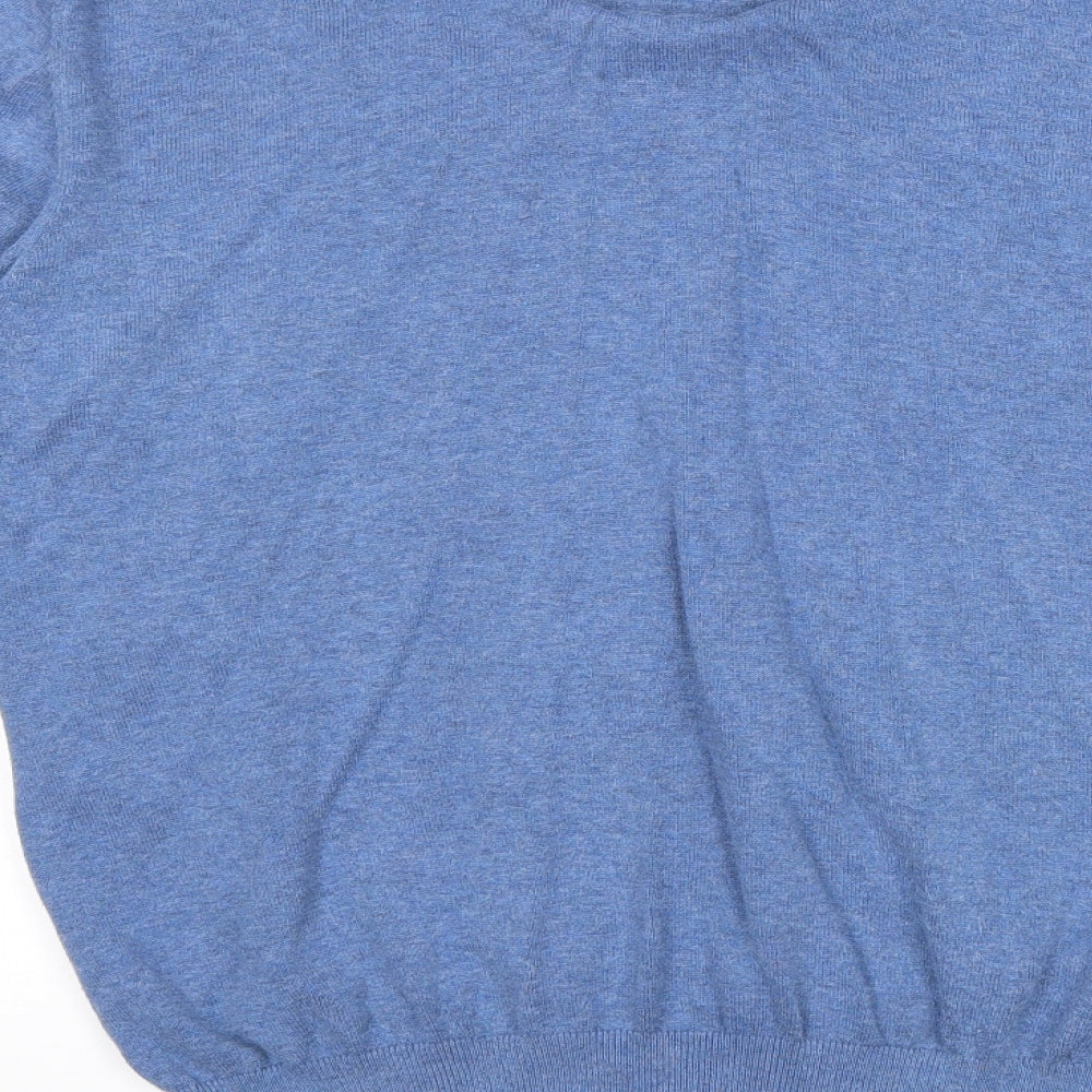 State of Art Mens Blue V-Neck Cotton Pullover Jumper Size XL Long Sleeve