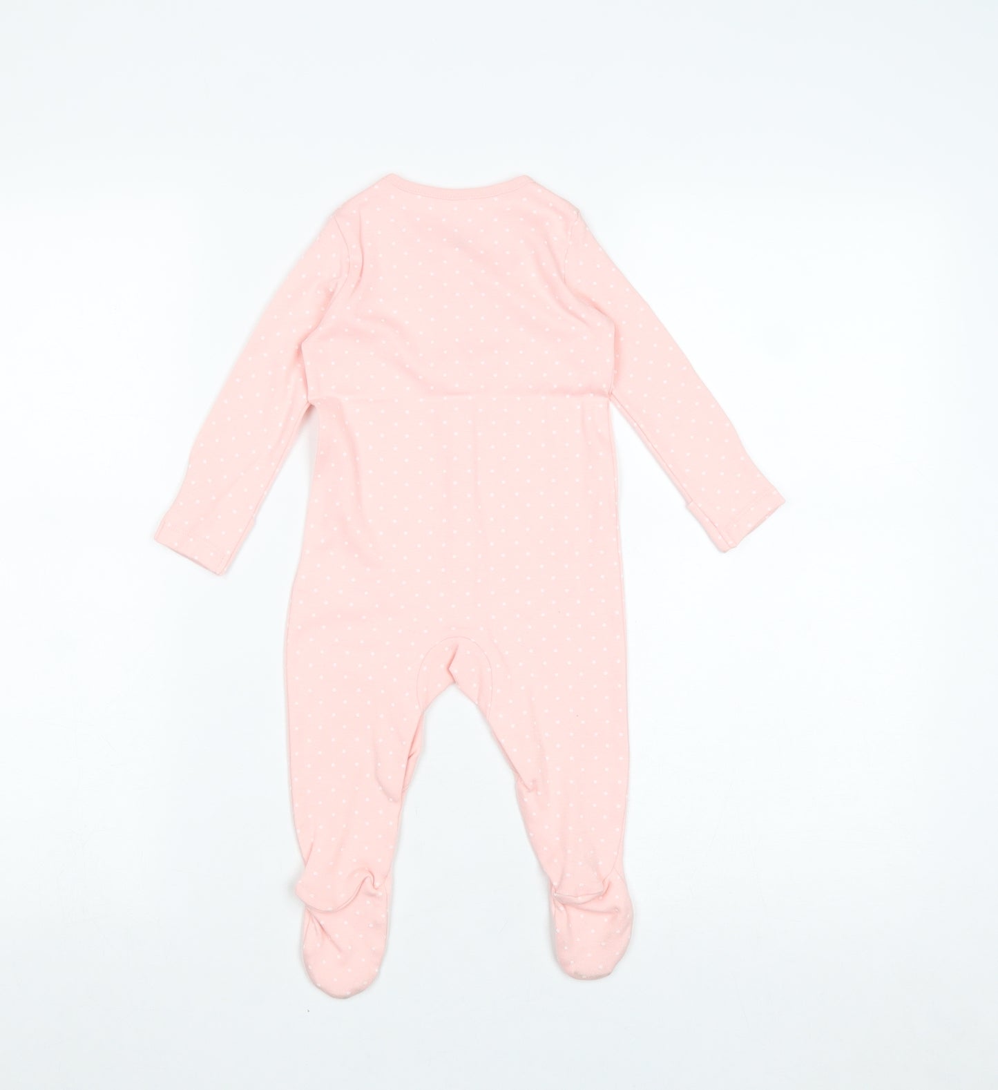 Fred & Flo Girls Pink Polka Dot 100% Cotton Babygrow One-Piece Size 3-6 Months Snap - Sleepsuit