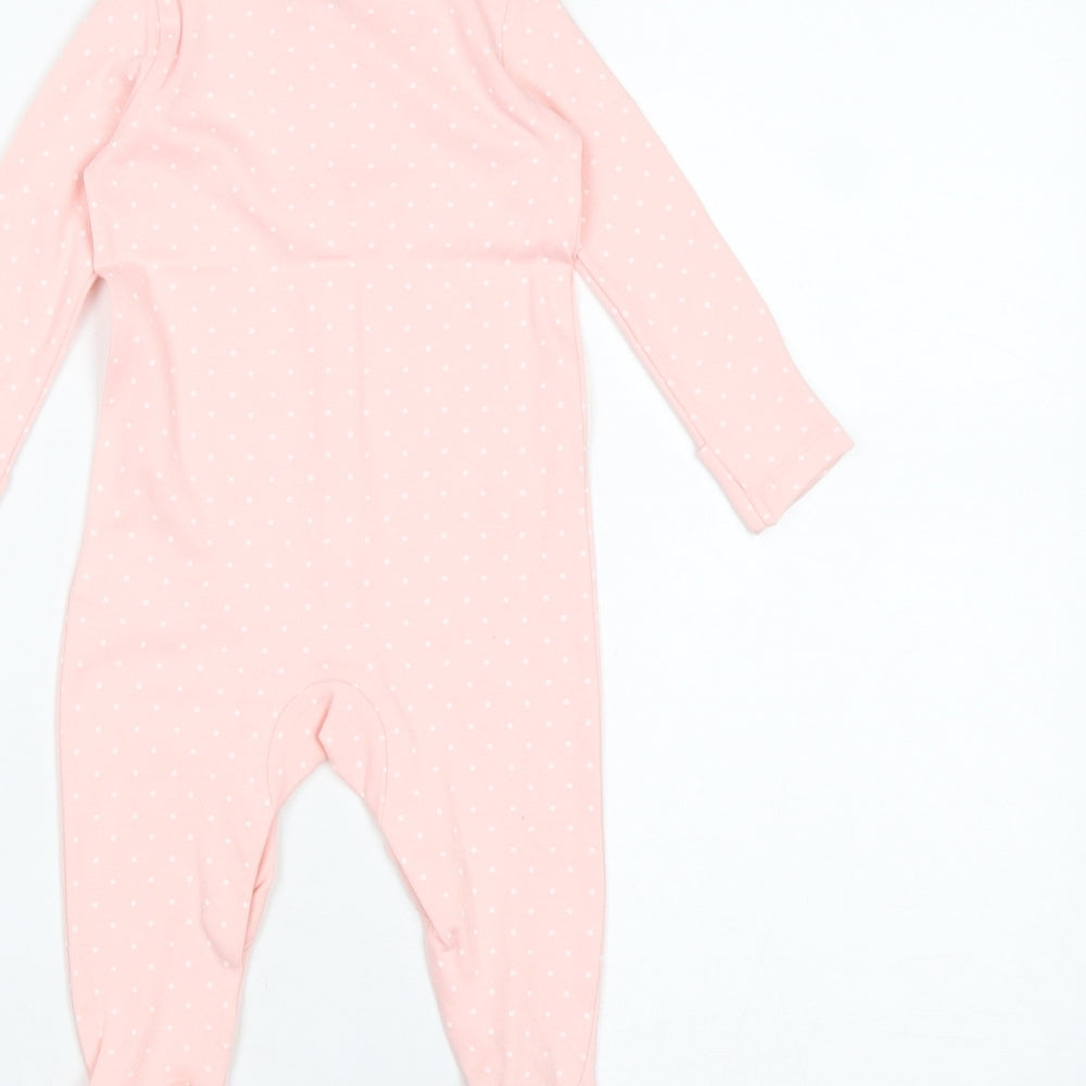 Fred & Flo Girls Pink Polka Dot 100% Cotton Babygrow One-Piece Size 3-6 Months Snap - Sleepsuit