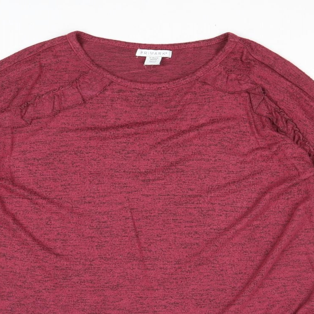 Primark Girls Purple Viscose Basic T-Shirt Size 11-12 Years Round Neck Pullover