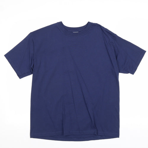 Preworn Mens Blue Cotton T-Shirt Size M Round Neck