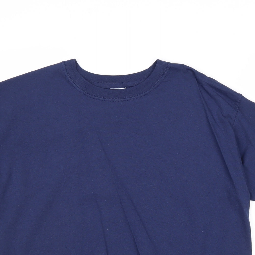 Preworn Mens Blue Cotton T-Shirt Size M Round Neck