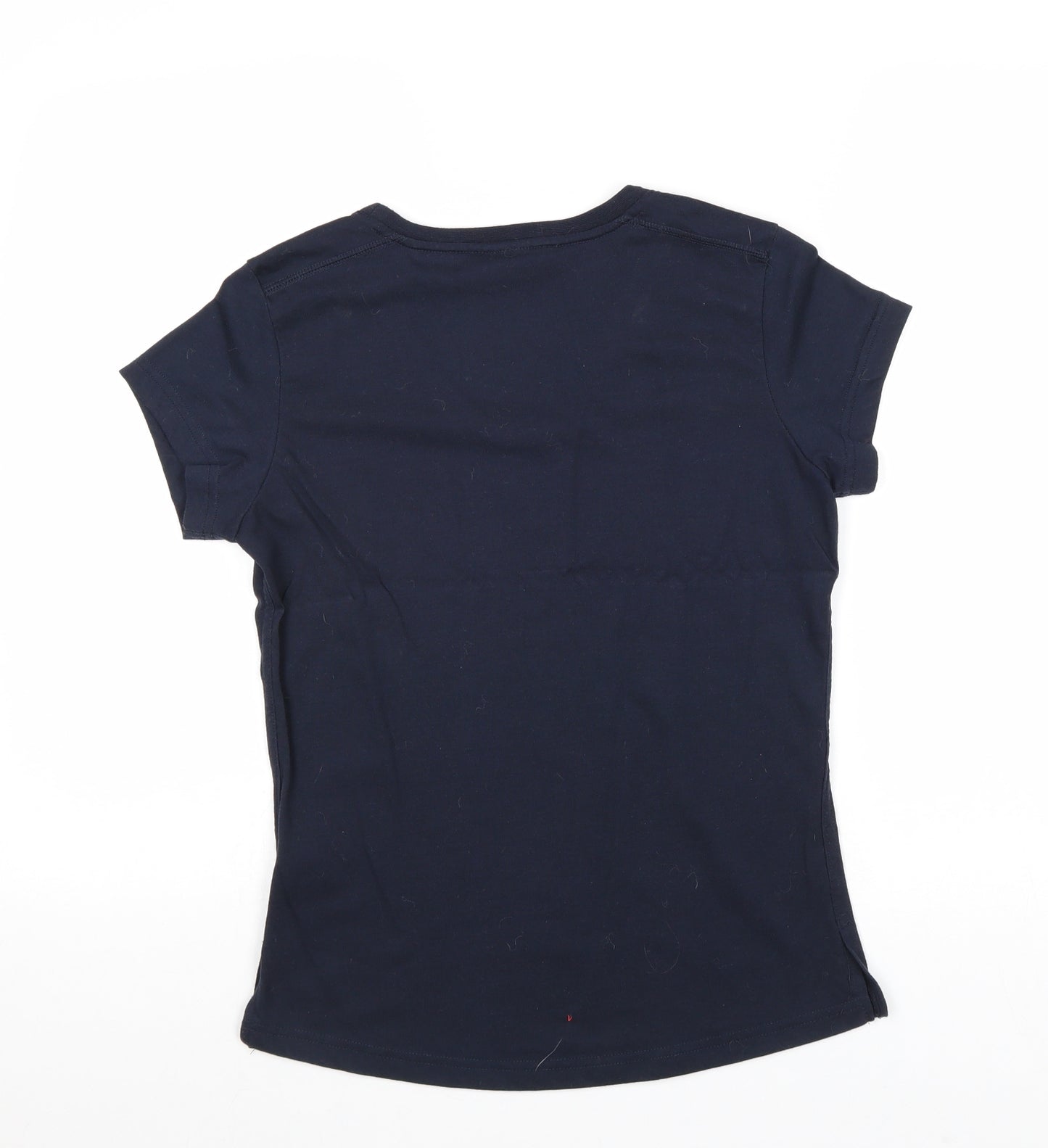 LA Gear Womens Blue Polyester Basic T-Shirt Size 14 V-Neck Pullover