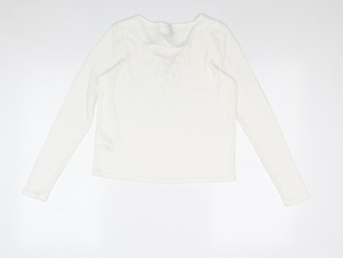 Divided by H&M Womens Ivory Viscose Basic Blouse Size S V-Neck