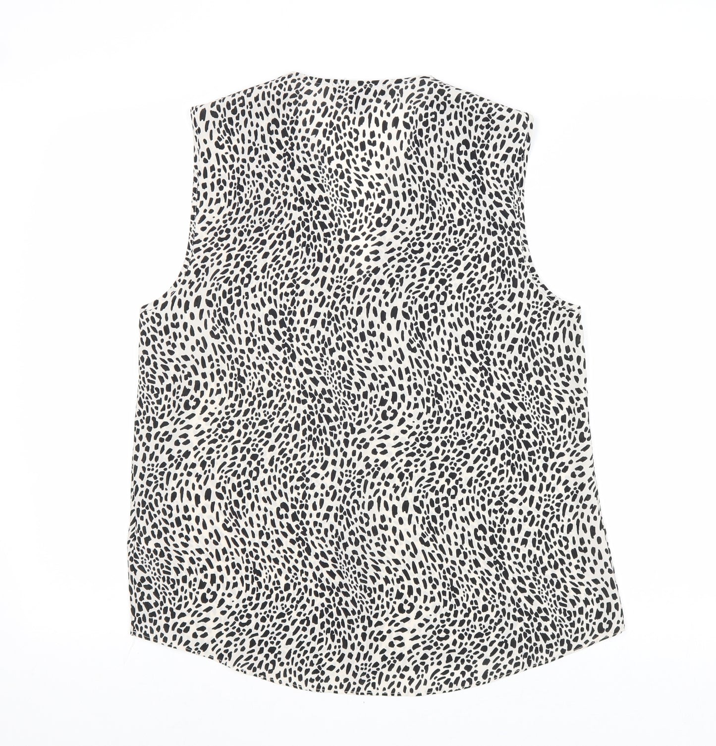 Primark Womens Black Geometric Polyester Basic Tank Size 14 V-Neck