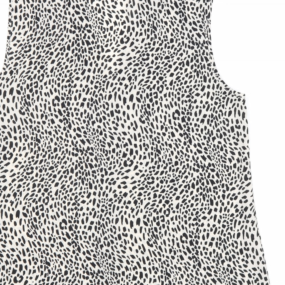 Primark Womens Black Geometric Polyester Basic Tank Size 14 V-Neck