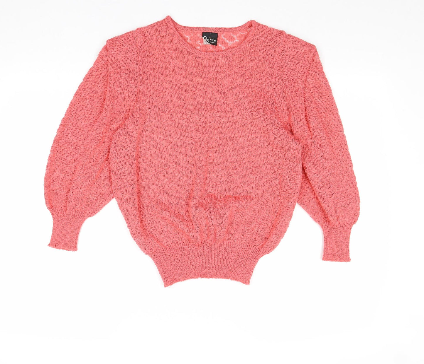 Quime Womens Pink Round Neck Acrylic Pullover Jumper Size 10