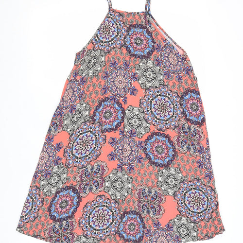 Atmosphere Womens Multicoloured Geometric Viscose Tank Dress Size 8 Square Neck Button