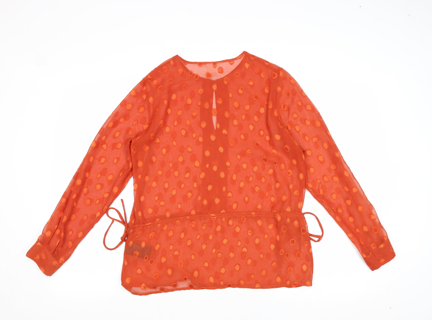 H&M Womens Red Geometric Polyester Basic Blouse Size 10 Round Neck