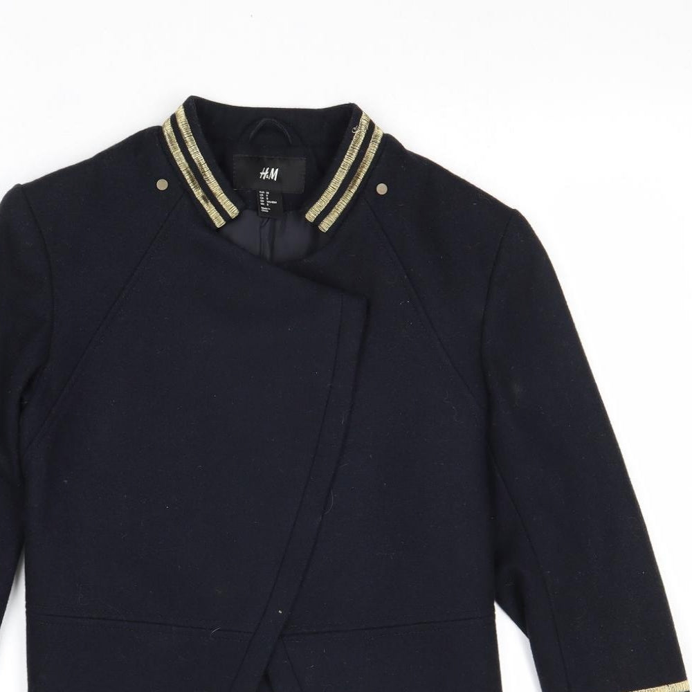 H&M Womens Blue Military Jacket Jacket Size 10 Zip