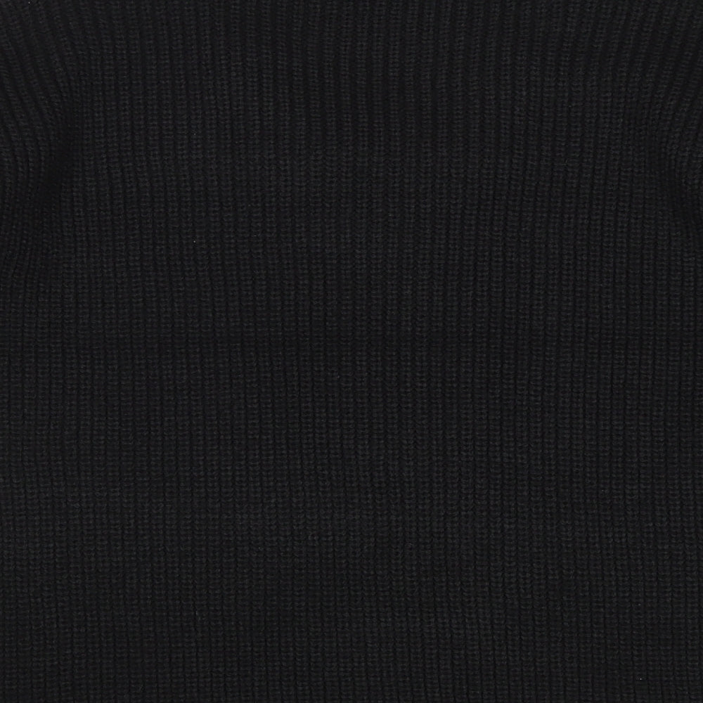 Papaya Womens Black V-Neck Acrylic Pullover Jumper Size S - Lace Up Detail