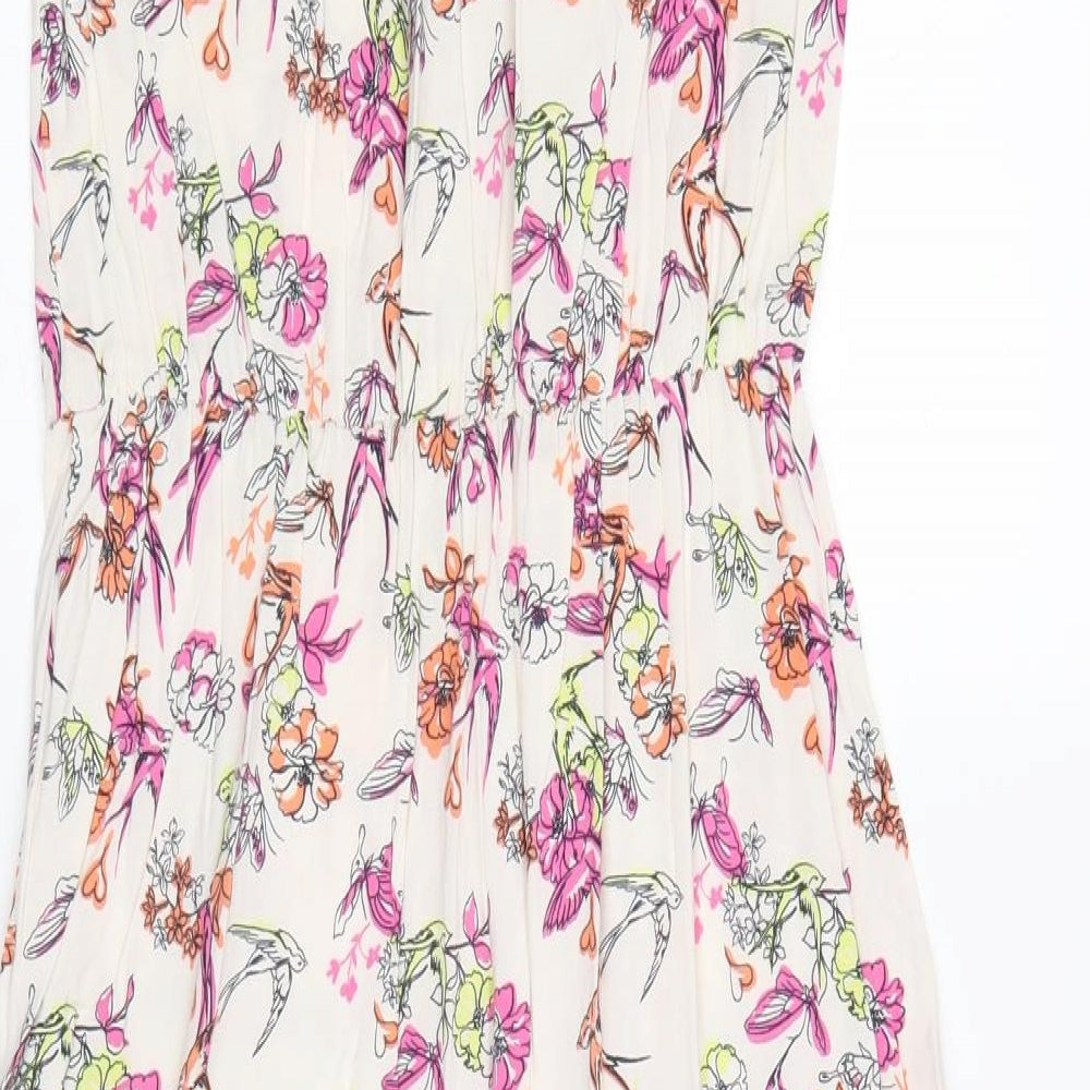 NEXT Womens Pink Geometric Viscose A-Line Size 12 Off the Shoulder Pullover
