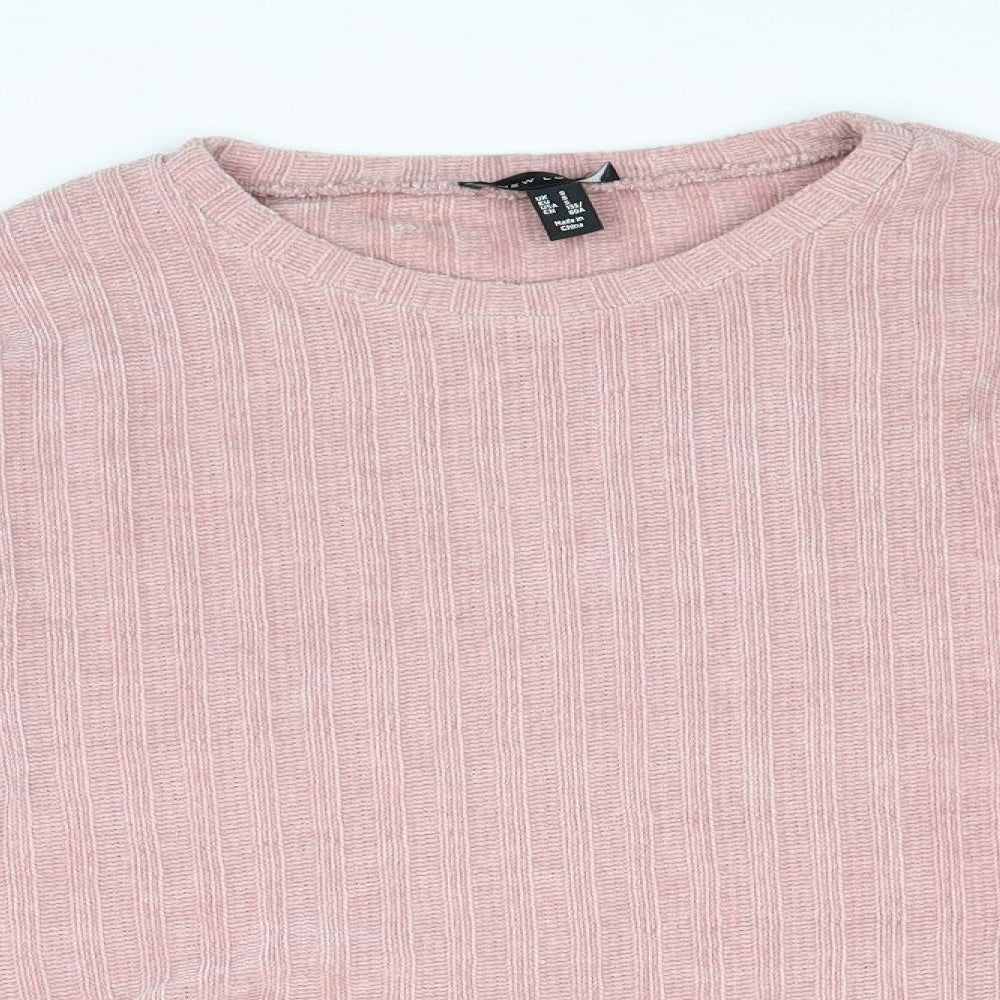 New Look Womens Pink Boat Neck Polyester Pullover Jumper Size S