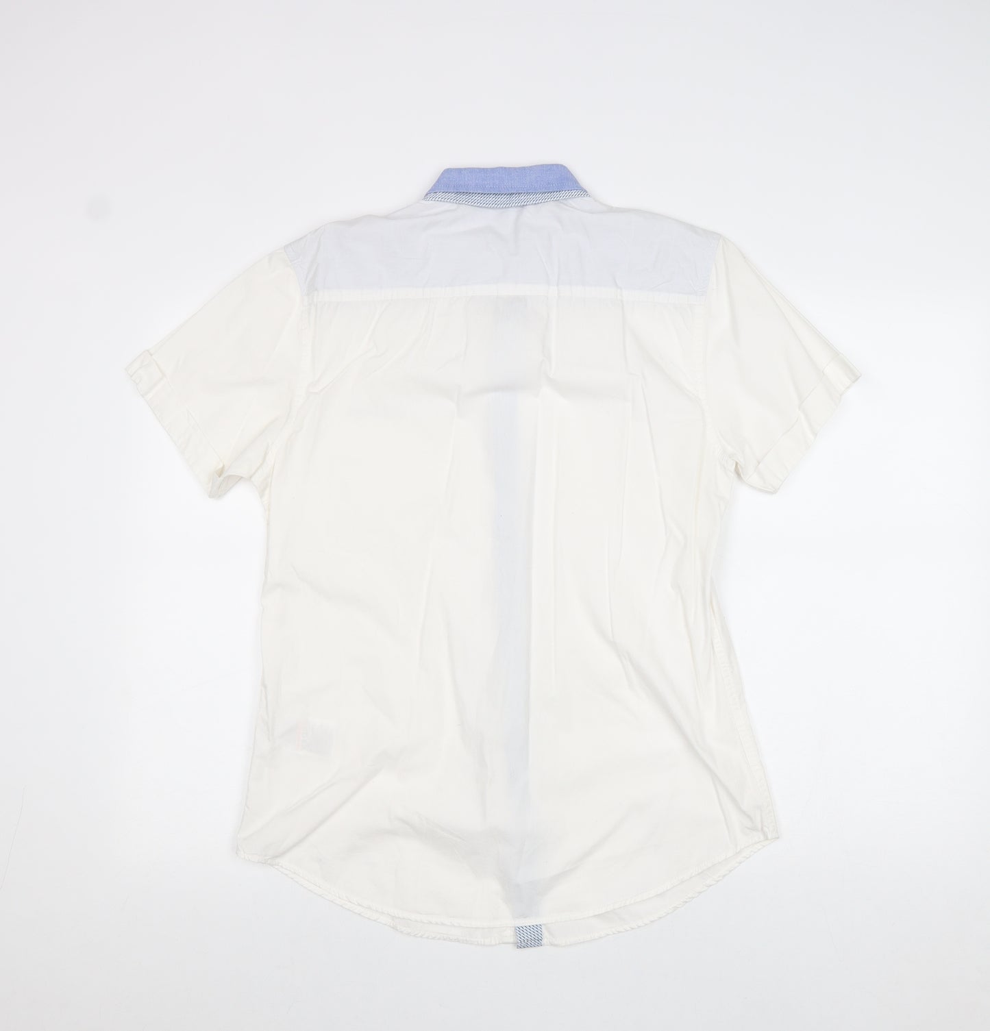 Threadbare Mens White Cotton Button-Up Size M Collared Buckle