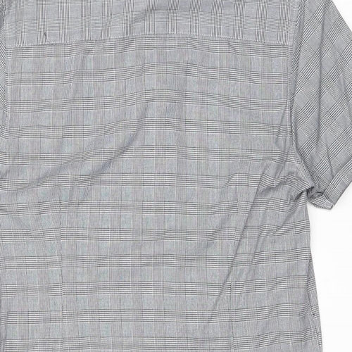 Peacocks Mens Black Check Polyester Dress Shirt Size M Collared Button