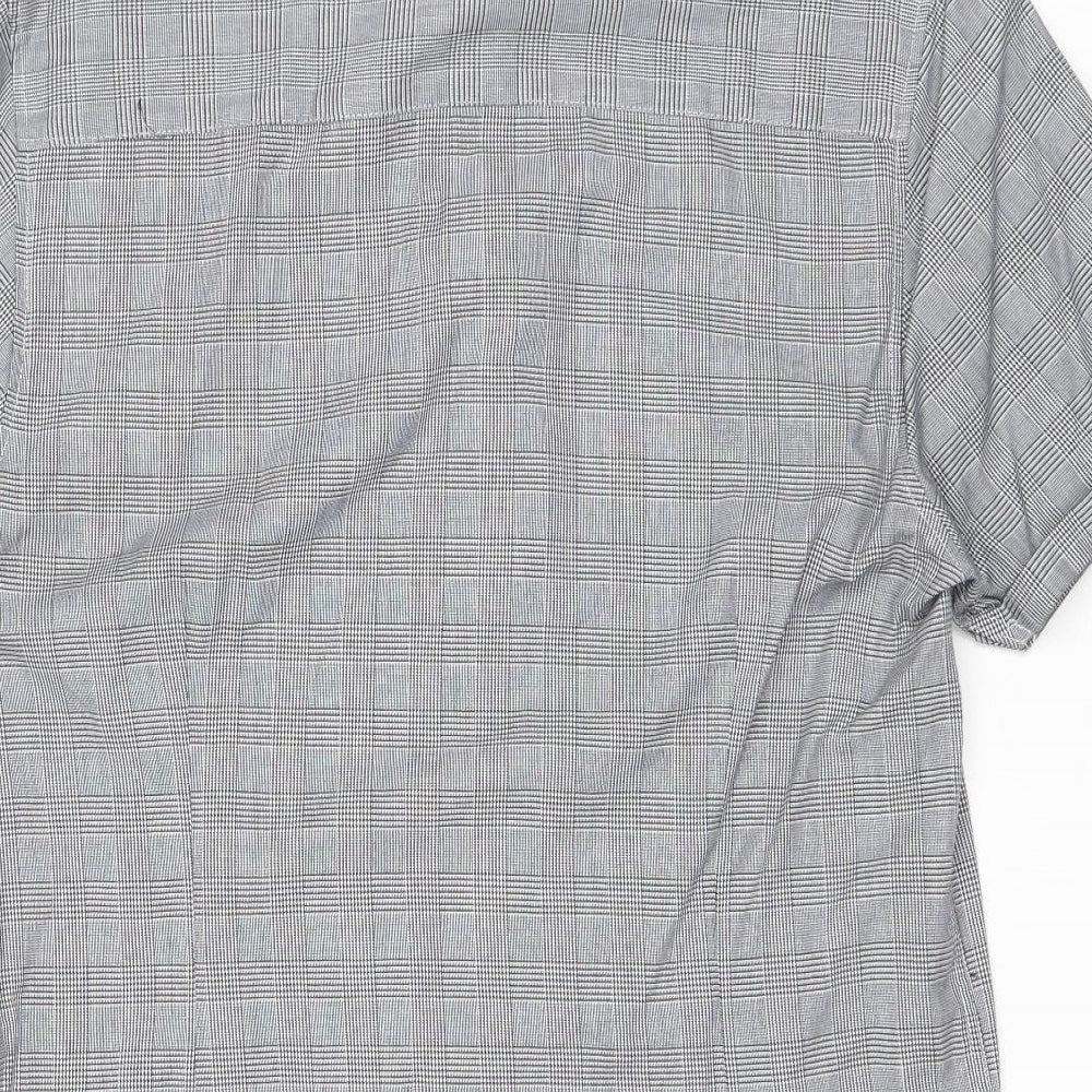 Peacocks Mens Black Check Polyester Dress Shirt Size M Collared Button