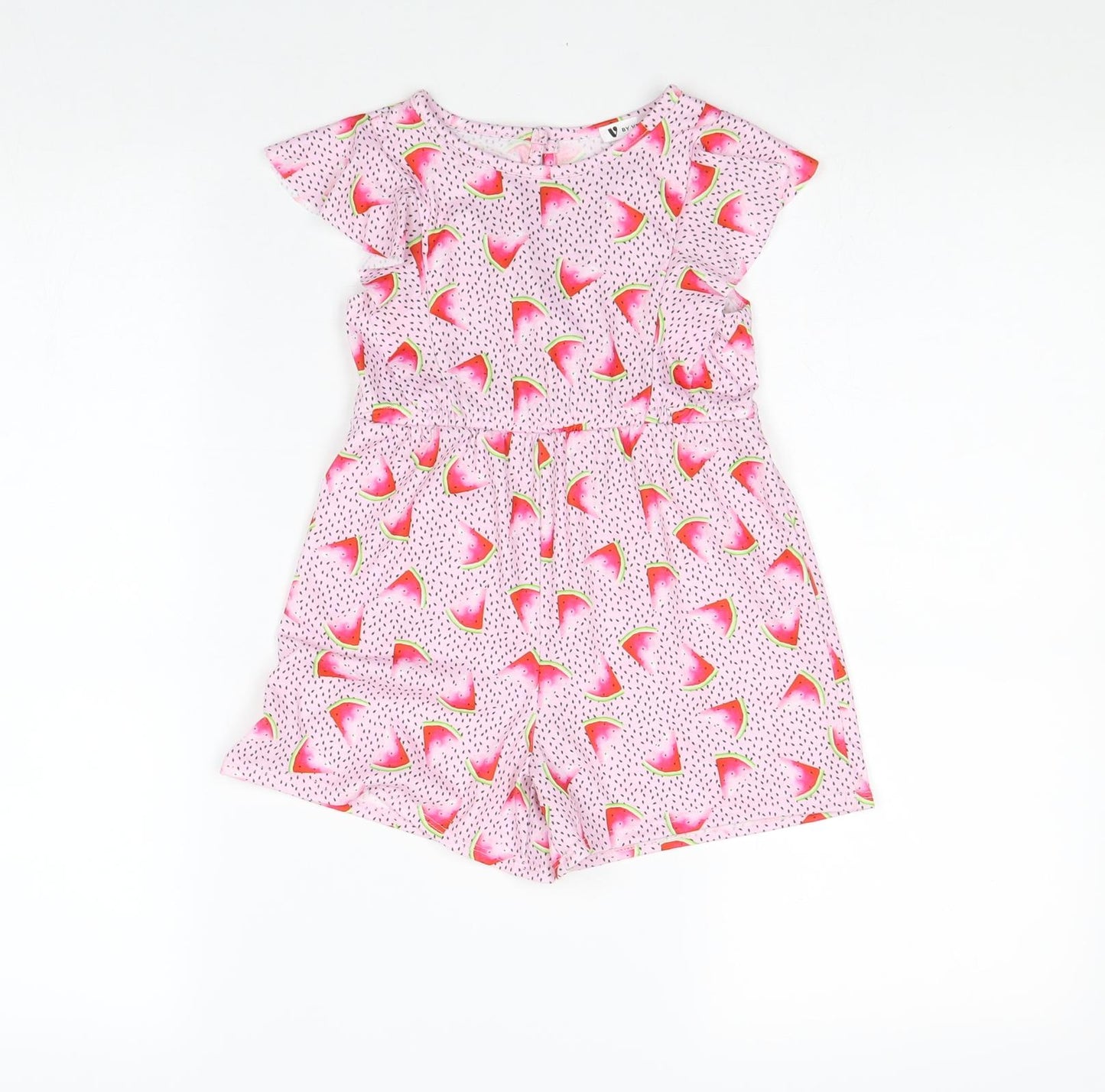 Very Girls Pink Geometric Polyester Playsuit One-Piece Size 4-5 Years Button
