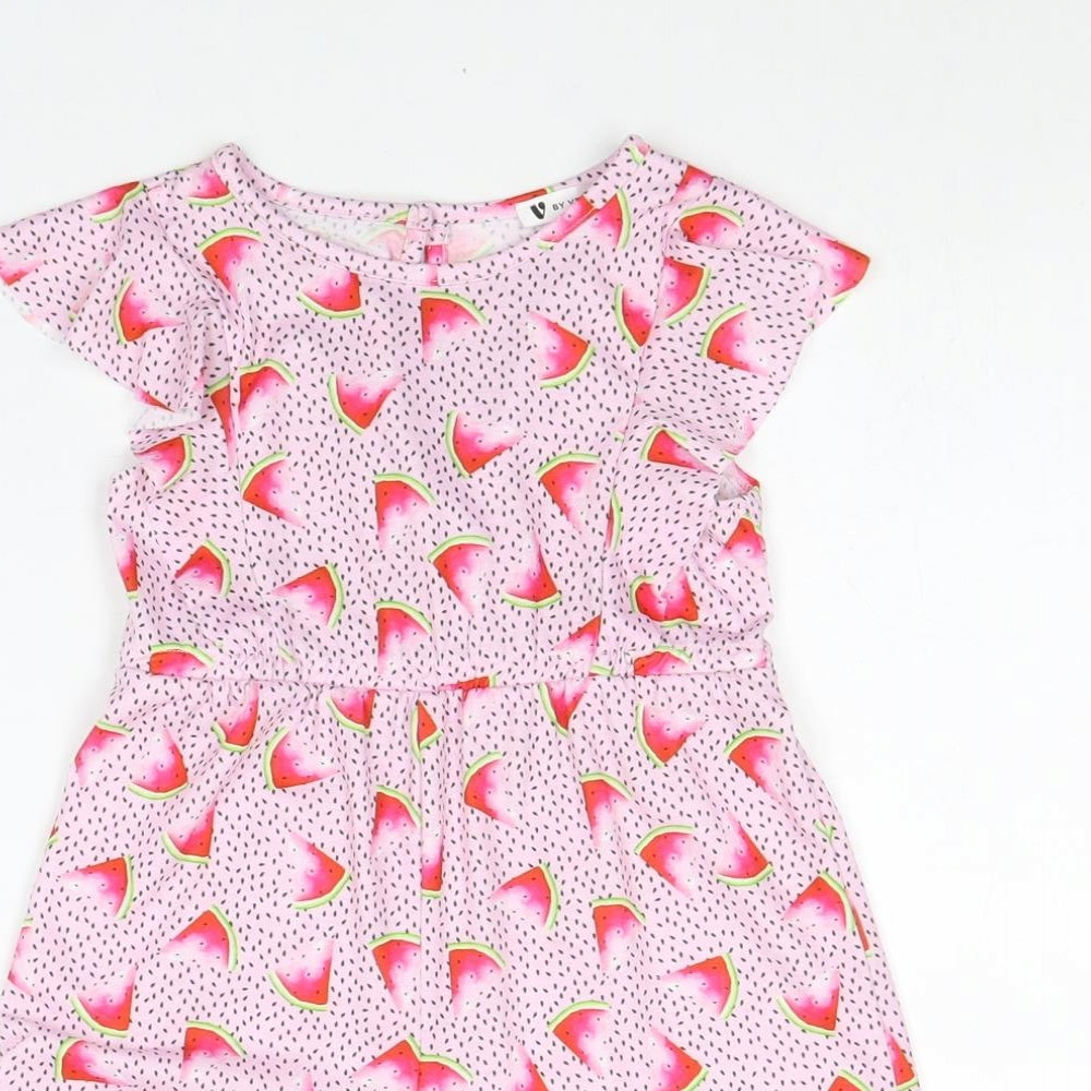 Very Girls Pink Geometric Polyester Playsuit One-Piece Size 4-5 Years Button