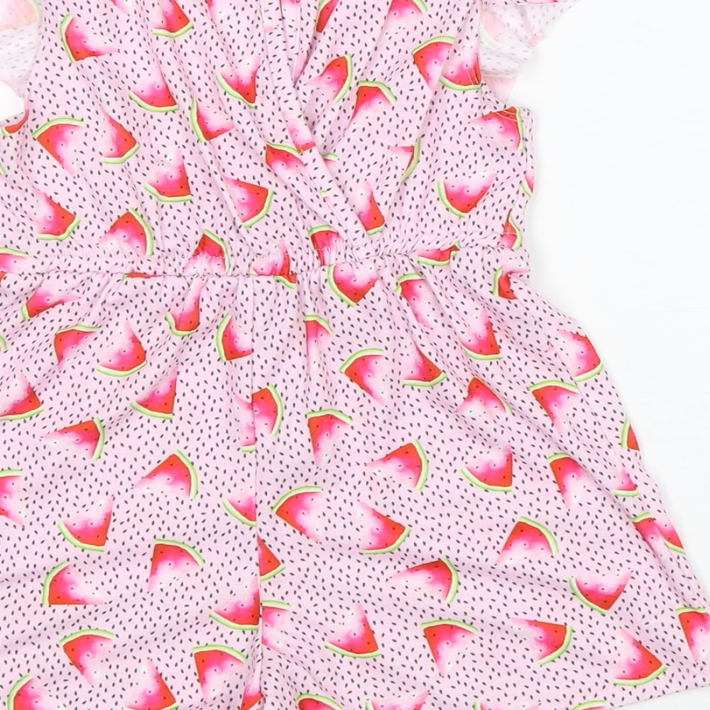 Very Girls Pink Geometric Polyester Playsuit One-Piece Size 4-5 Years Button