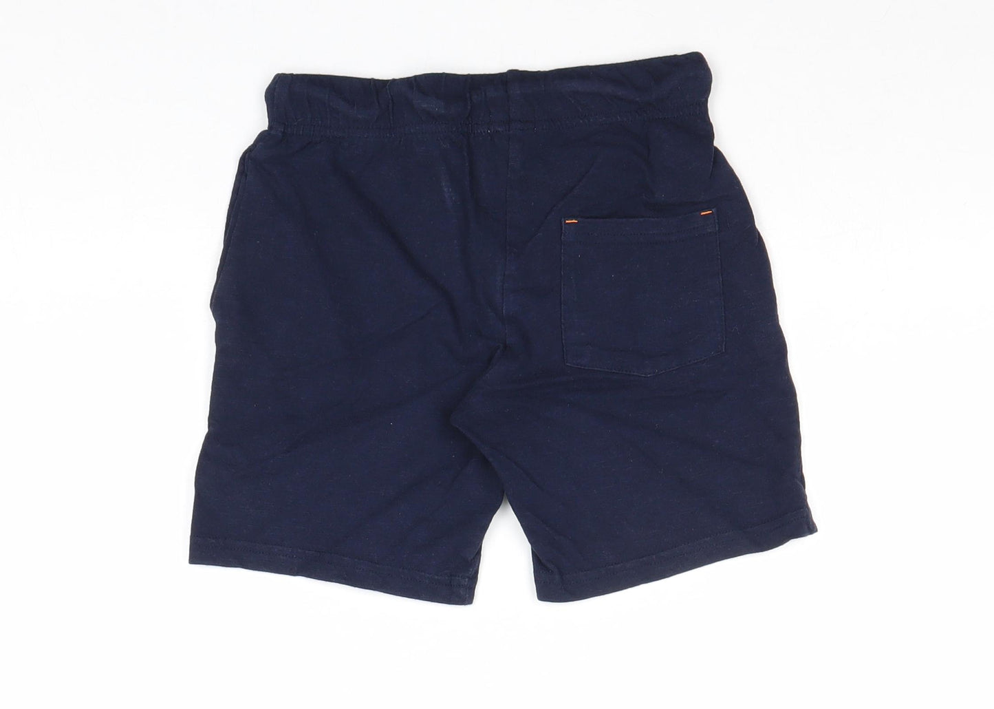 F&F Boys Blue Cotton Sweat Shorts Size 6-7 Years Regular Drawstring - Excavator, Waist 22