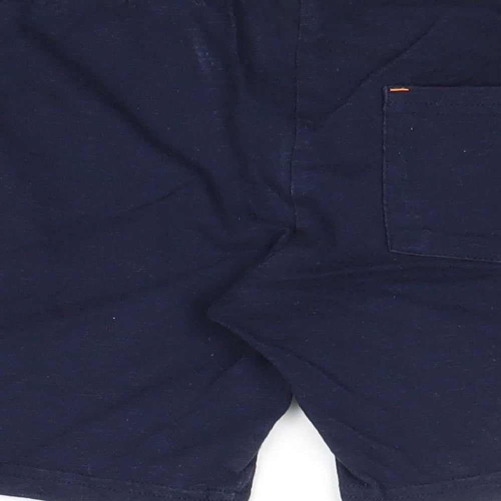 F&F Boys Blue Cotton Sweat Shorts Size 6-7 Years Regular Drawstring - Excavator, Waist 22