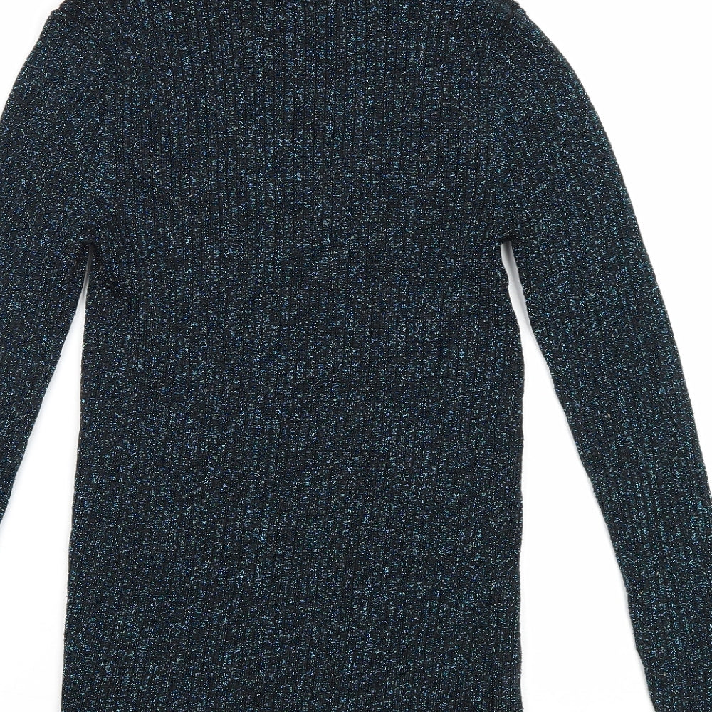 Papaya Womens Black High Neck Polyester Pullover Jumper Size 12