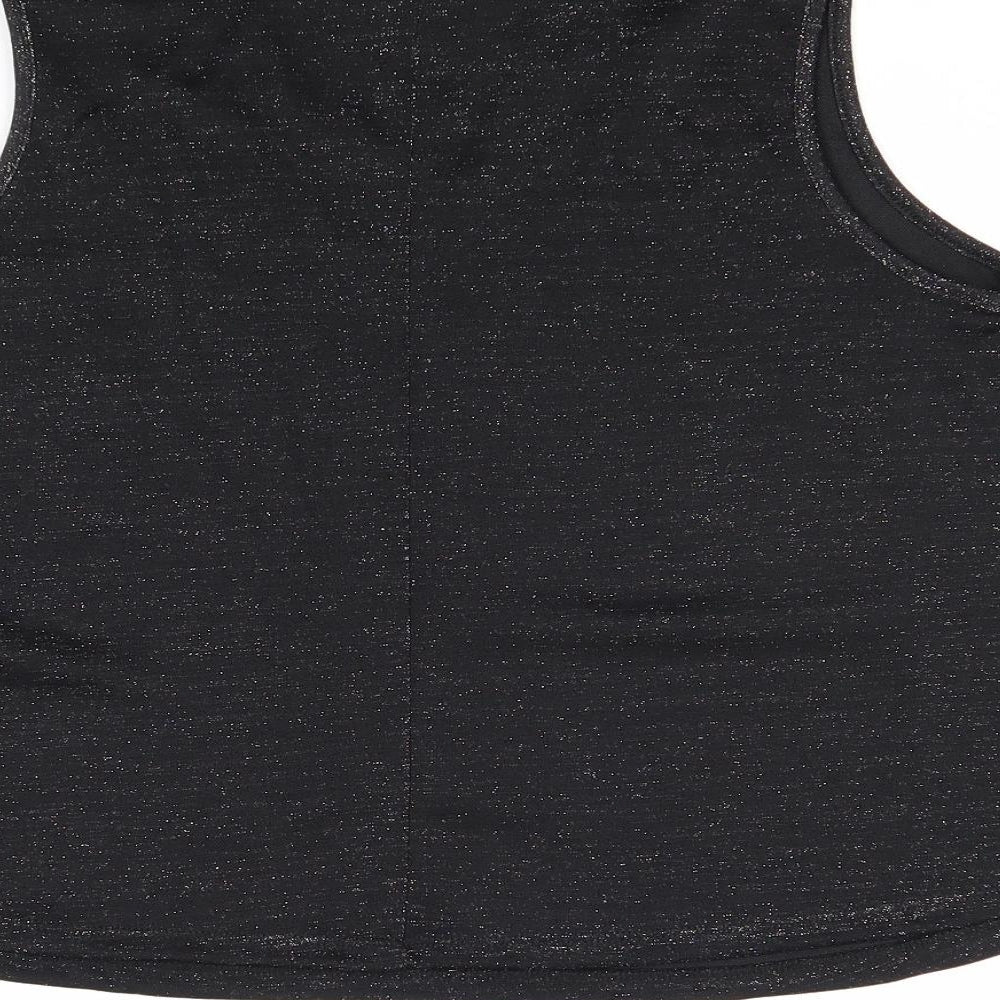 Primark Womens Black Geometric Polyester Basic Tank Size M Mock Neck