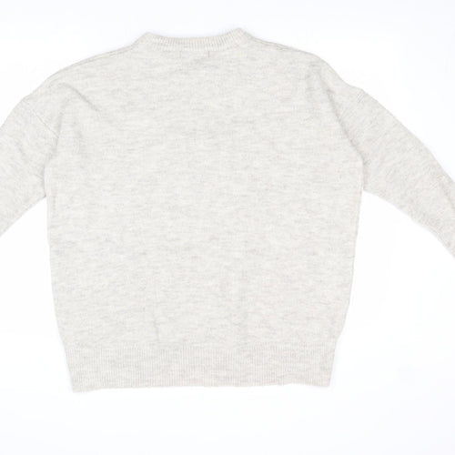 Atmosphere Womens Beige Round Neck Acrylic Pullover Jumper Size M - Lace Up Front