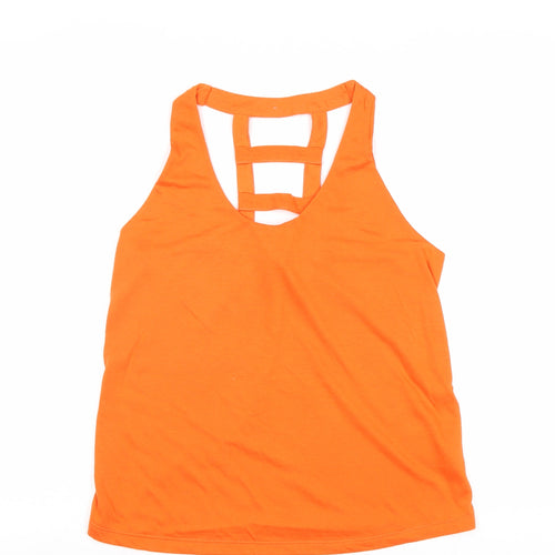 Atmosphere Womens Orange Polyester Basic Tank Size 6 V-Neck - Open Back