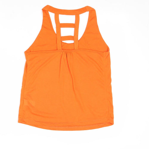 Atmosphere Womens Orange Polyester Basic Tank Size 6 V-Neck - Open Back